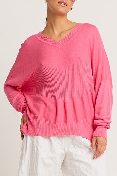 Pima Cotton Summer V Neck Sweater Punch