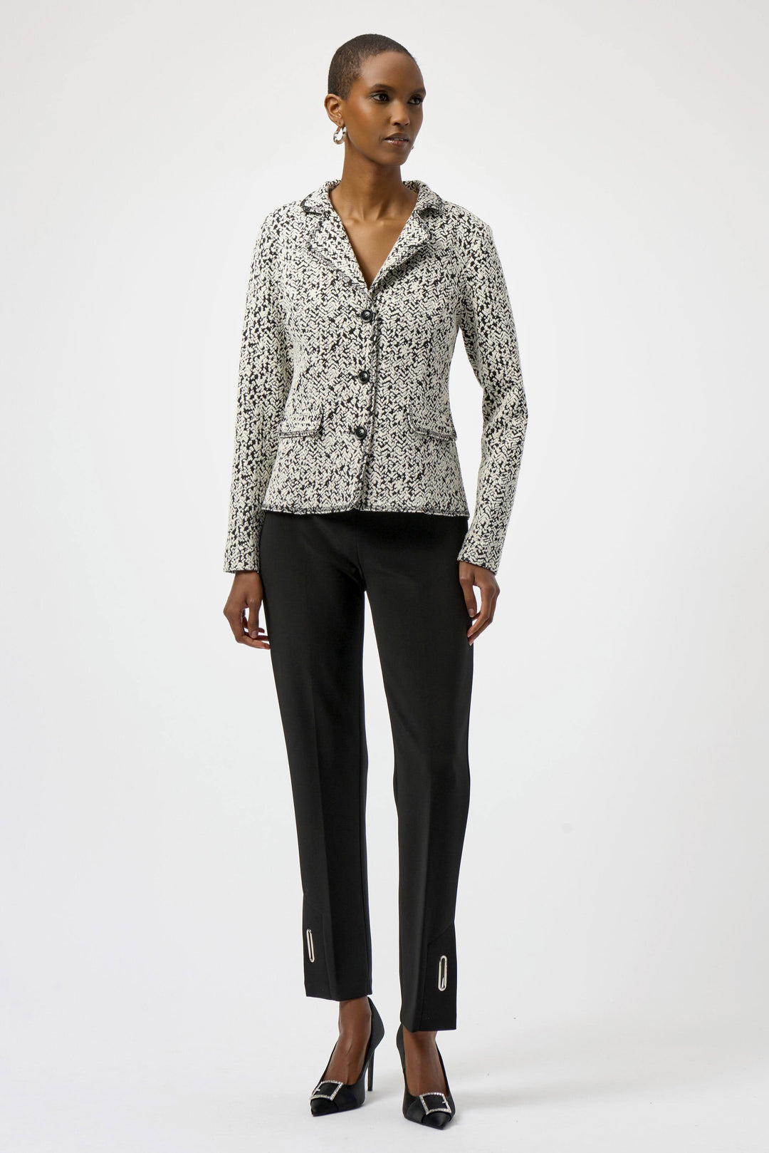 Abstract Jacquard Knit Fitted Blazer