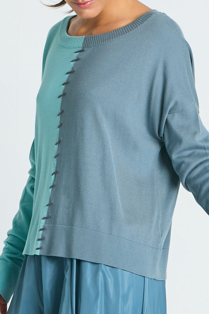 Pima Cotton 1/2 Whipped Crewneck Sweater Haze/Vapor