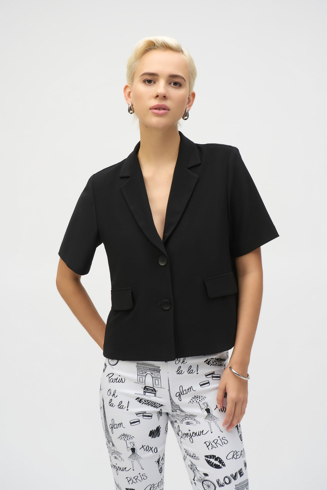 Silky Knit Short Sleeve Blazer