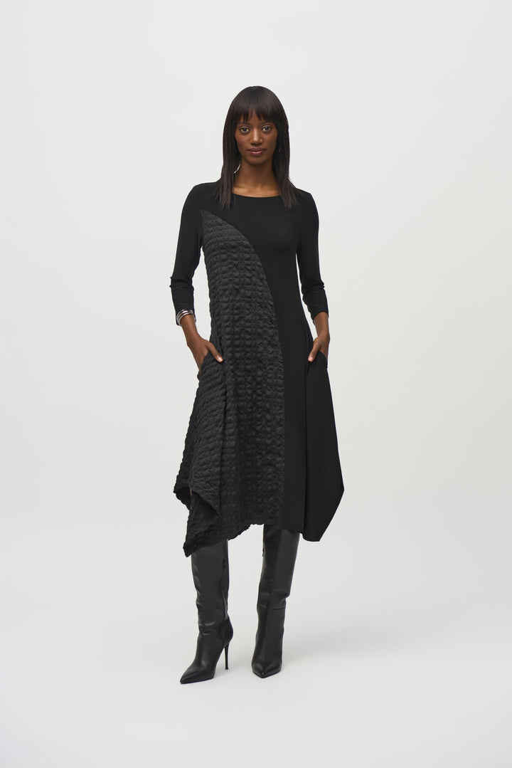 Silky Knit And Jacquard Handkerchief Dress