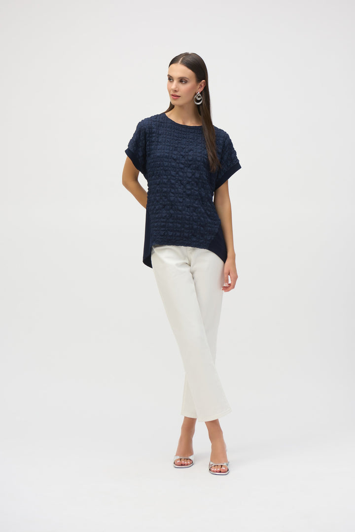 Bubble Jacquard and Silky Knit Straight Top