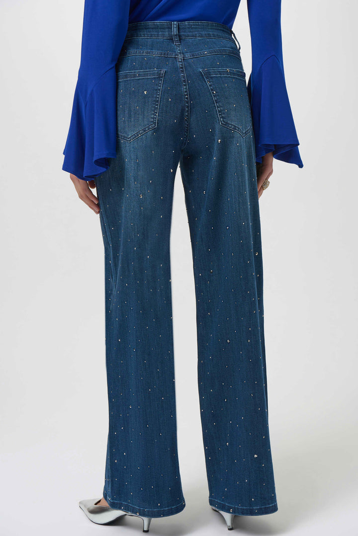 Classic Wide Leg Jeans with Rhinestones