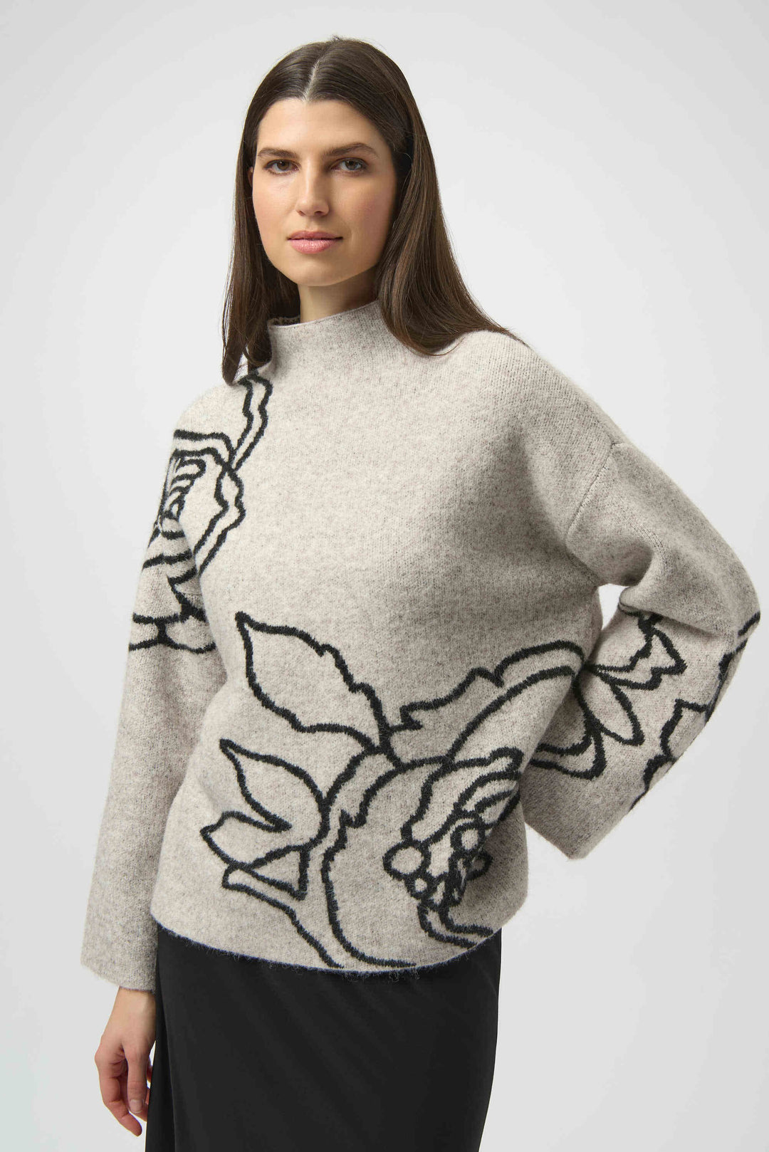 Sweater Knit Floral Print Pullover