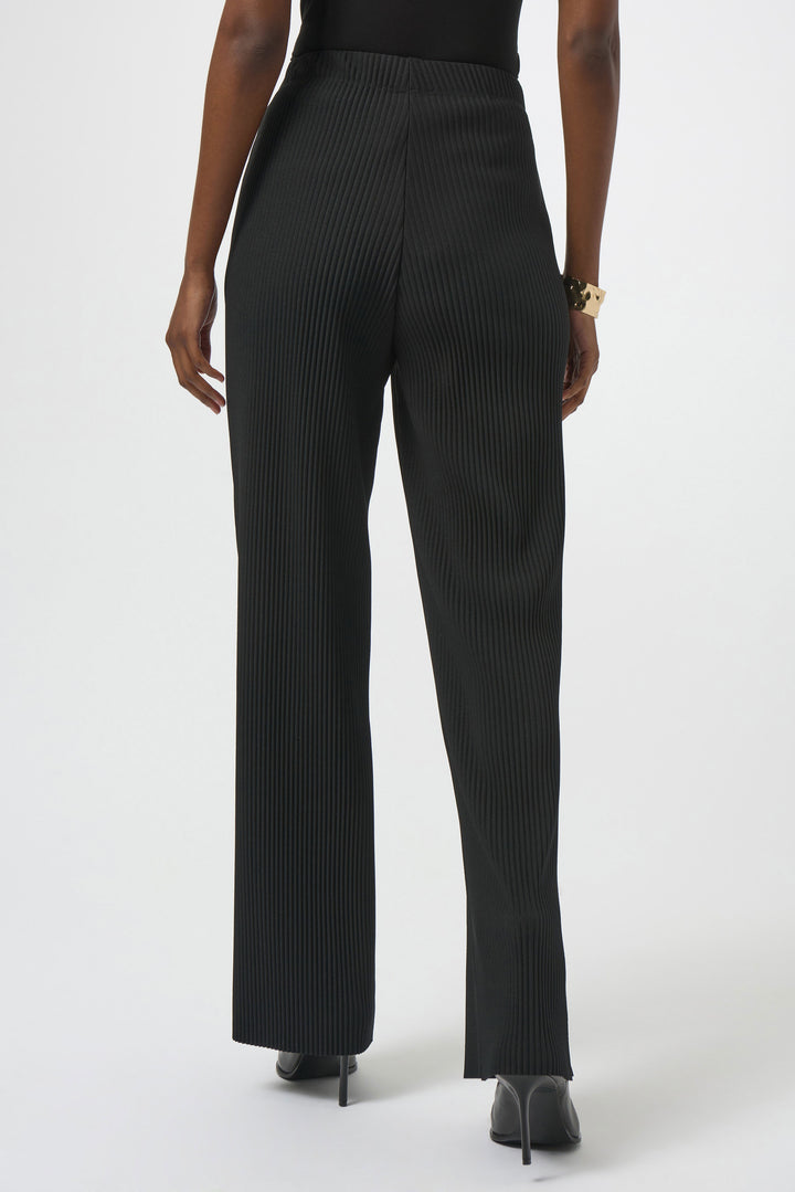 Pleated Scuba Crepe Wide-Leg Pants Black