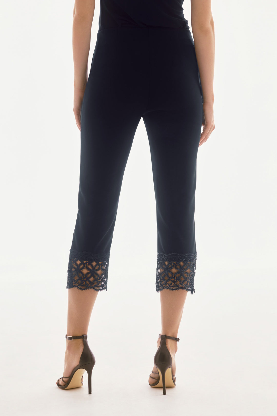 Silky Knit Crop Pants with Lace Hem