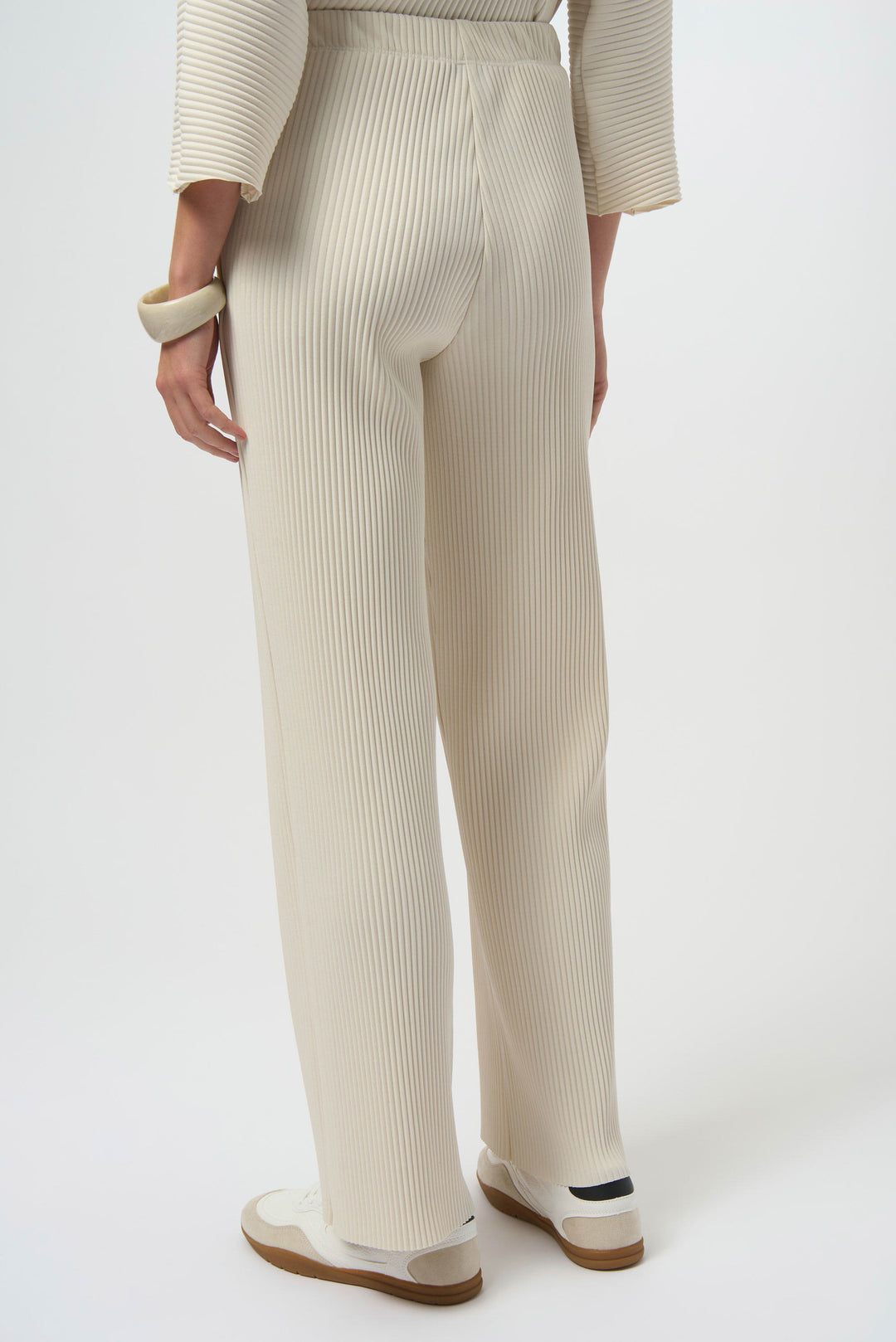 Pleated Scuba Crepe Wide-Leg Pants Birch