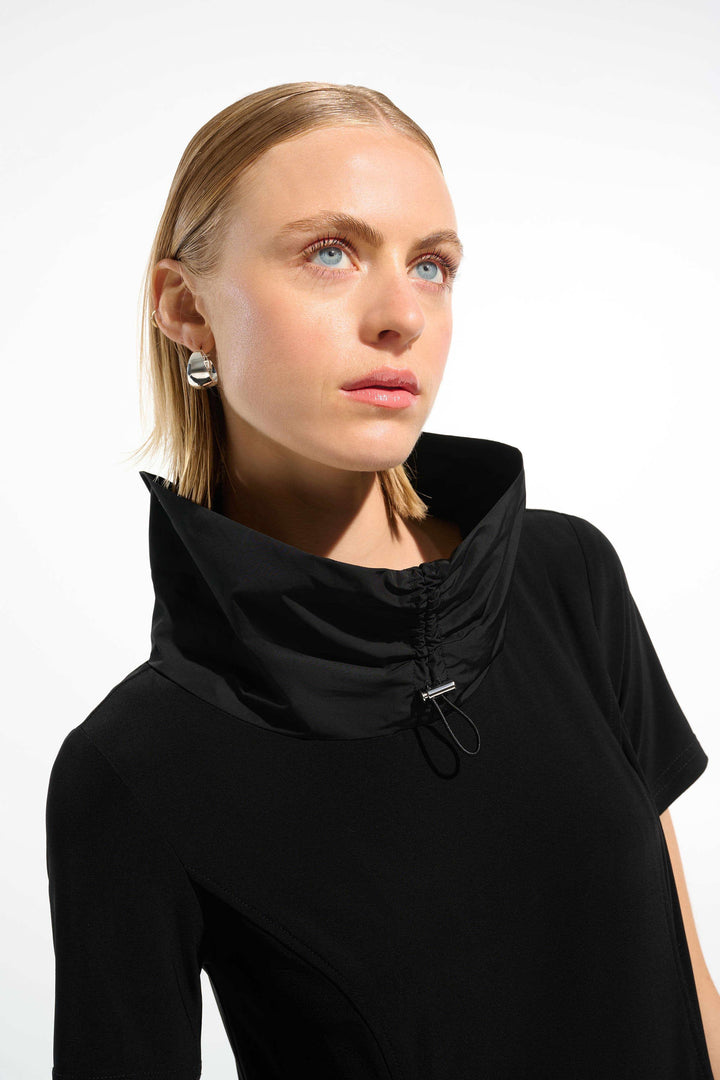 Silky Knit Cocoon Dress With Memory Funnel Collar