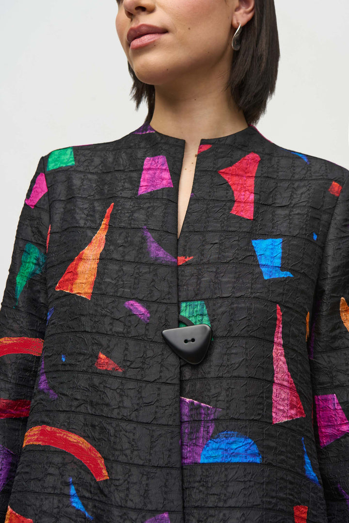 Abstract Print Jacquard Trapeze Jacket