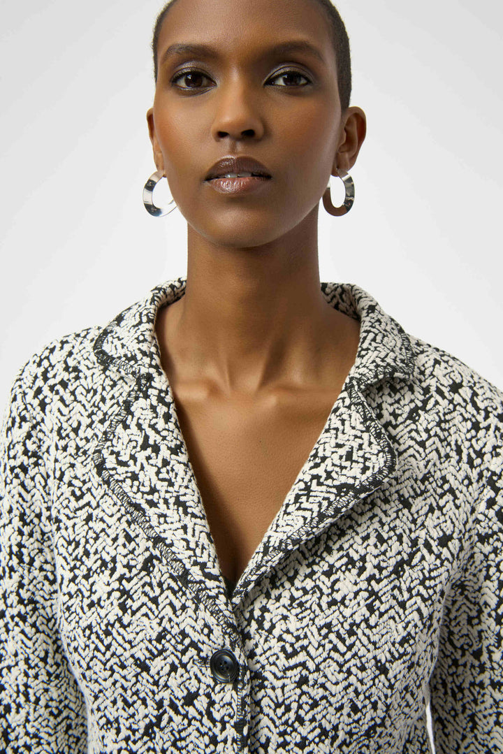 Abstract Jacquard Knit Fitted Blazer
