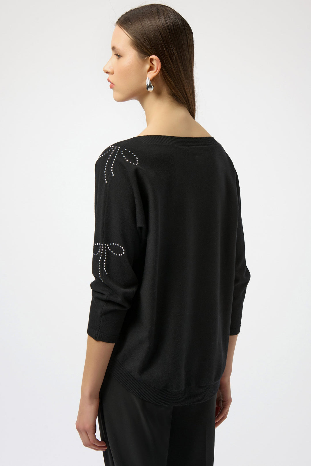 Sweater Knit Pullover with Iron-On Bow Detail