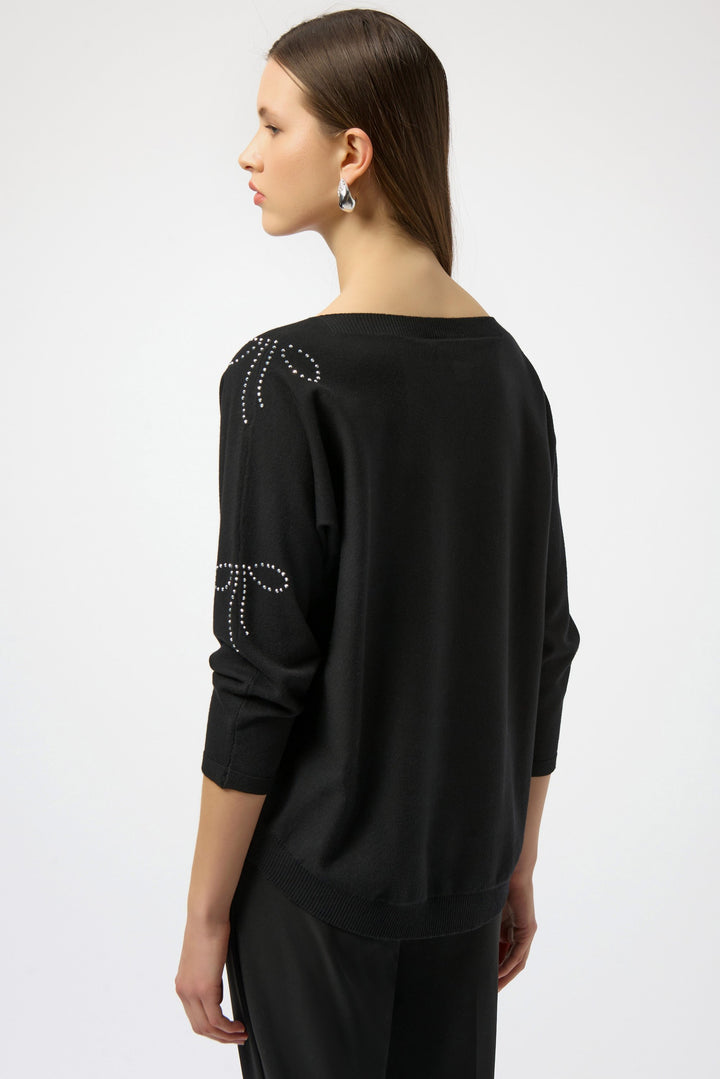 Sweater Knit Pullover with Iron-On Bow Detail