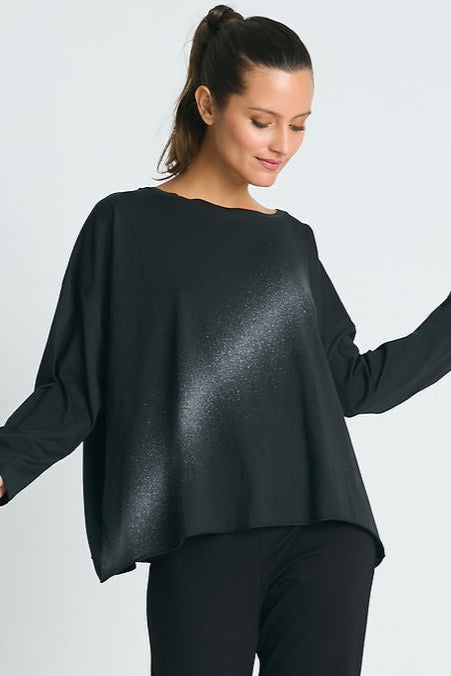Pima Cotton Bleached Luxury Boxy Tee Black