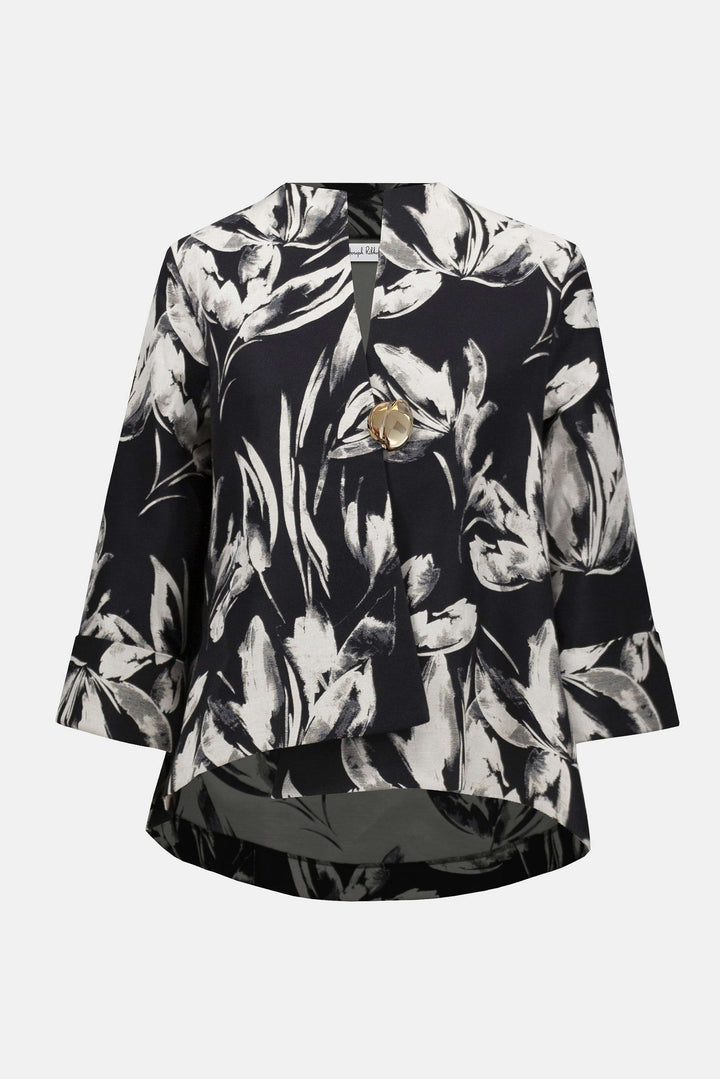 Jacquard Floral Print Swing Jacket