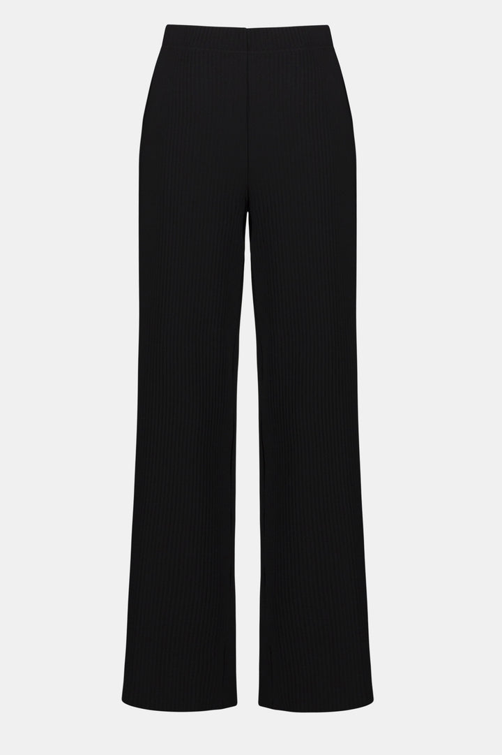 Pleated Scuba Crepe Wide-Leg Pants Black