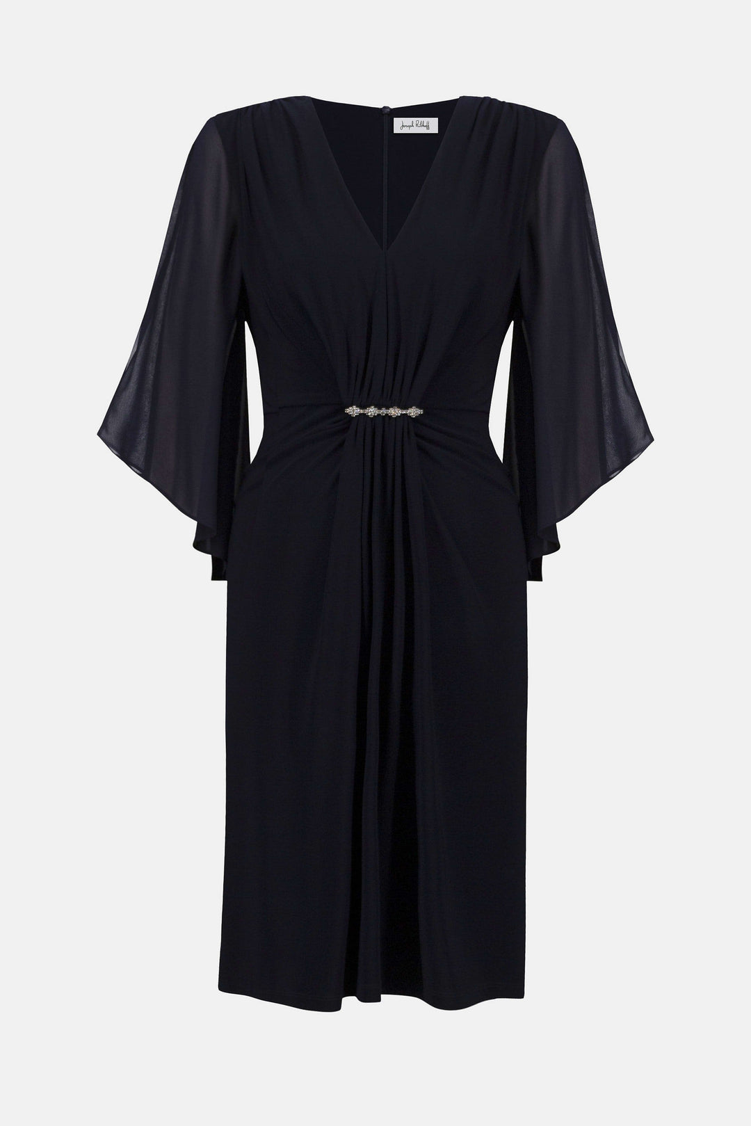 Silky Knit & Chiffon Sheath Dress Midnight Blue