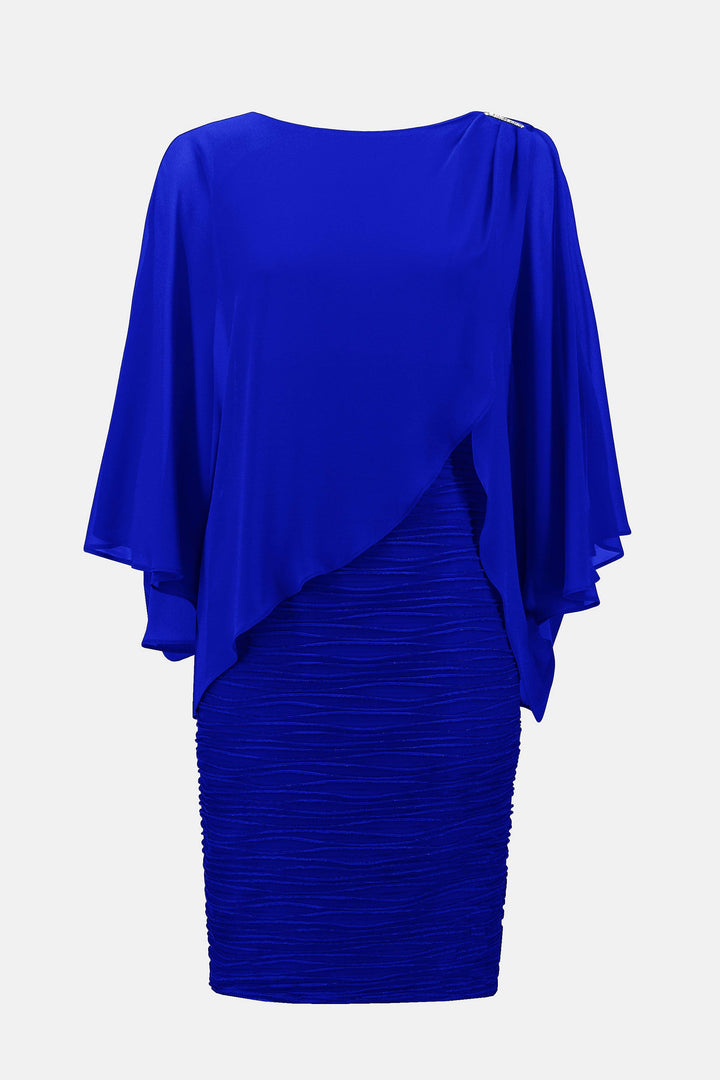 Cascade and Chiffon Sheath Dress Sapphire Blue