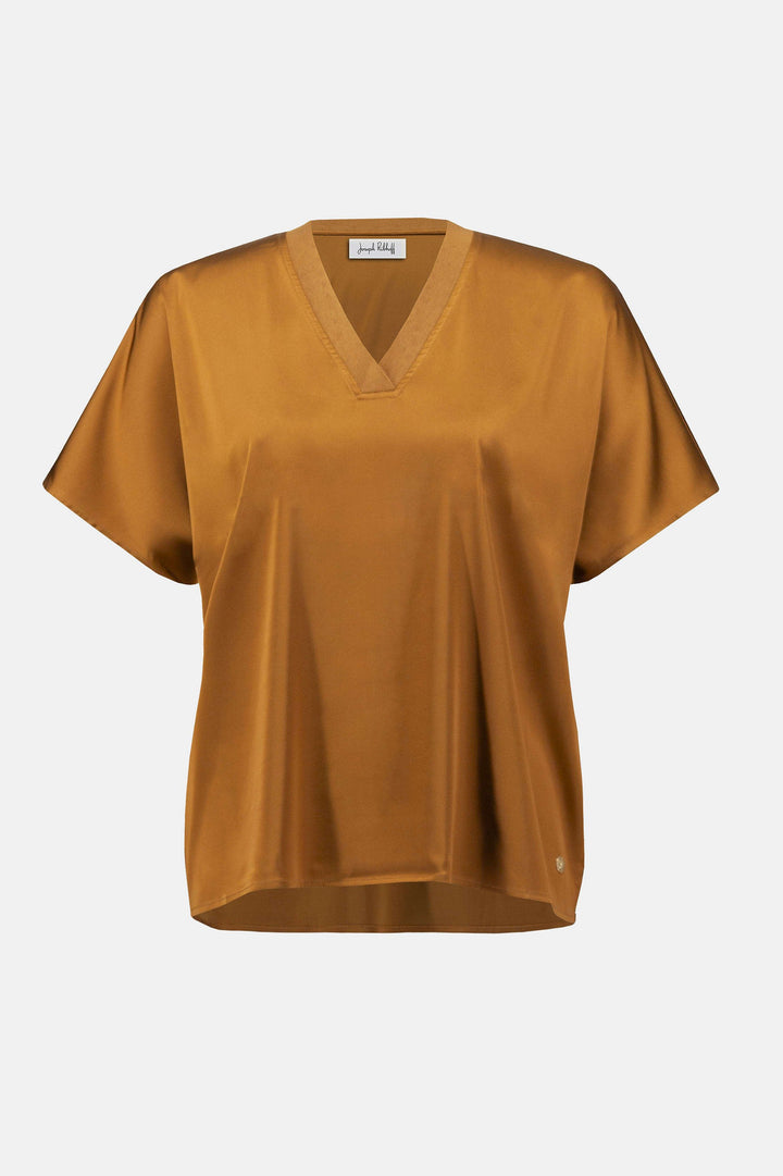 Satin Boxy Top with Rib Trim