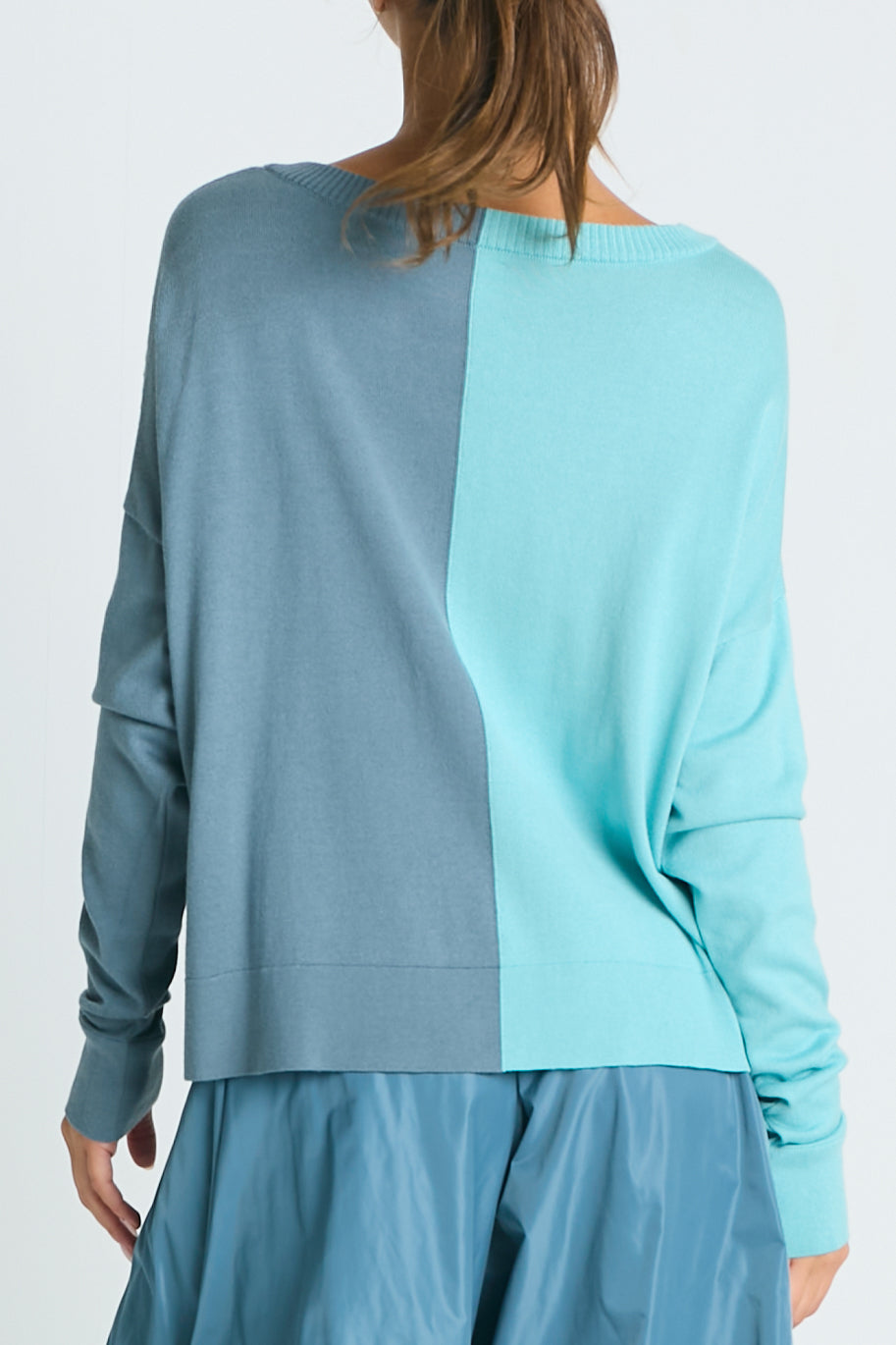 Pima Cotton 1/2 Whipped Crewneck Sweater Haze/Vapor