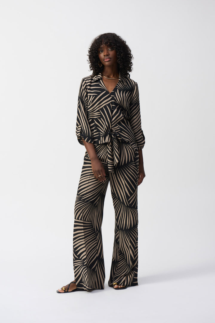 Gauze Tropical Print Wide-Leg Pants