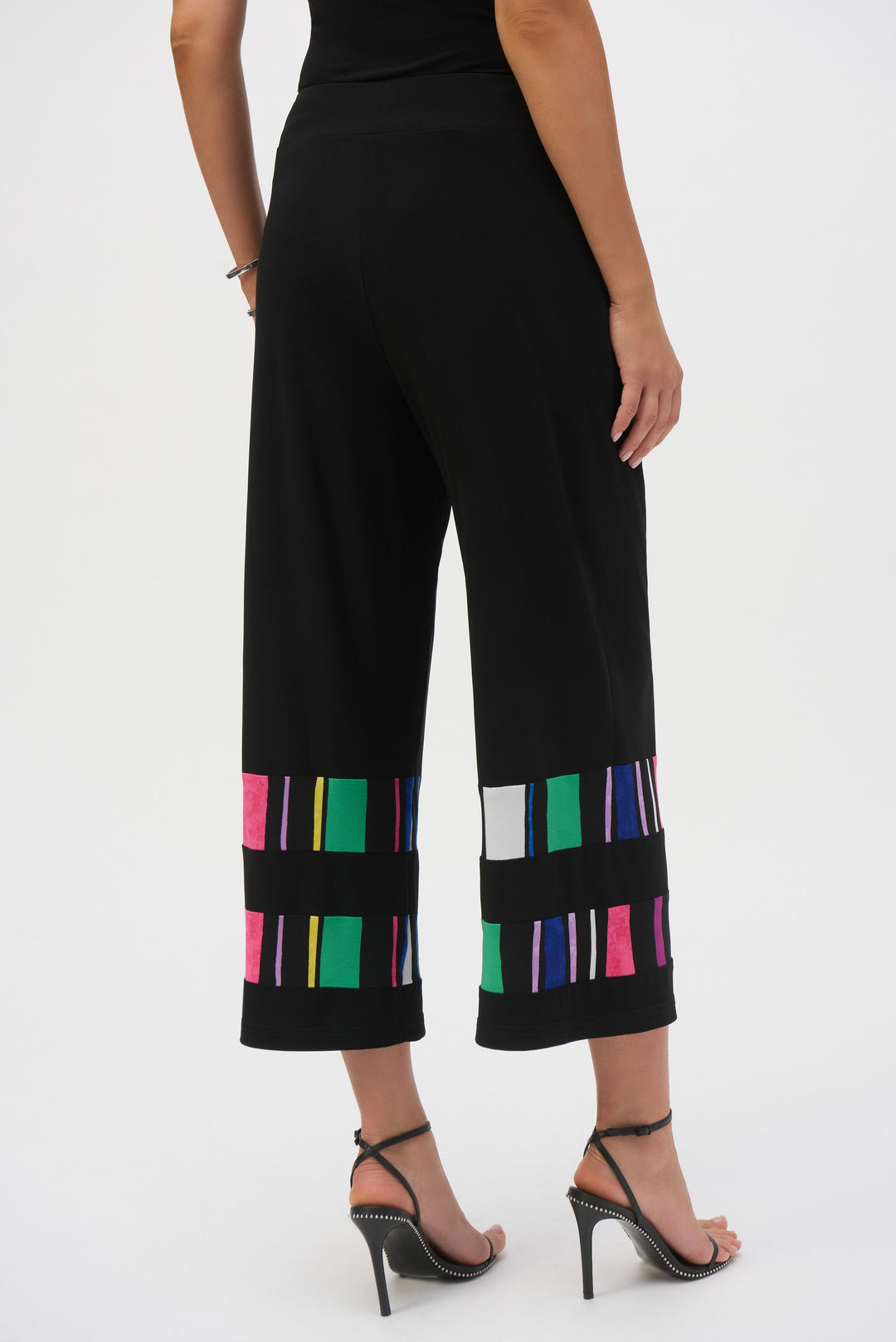 Silky Knit Stripe Print Culotte Pants