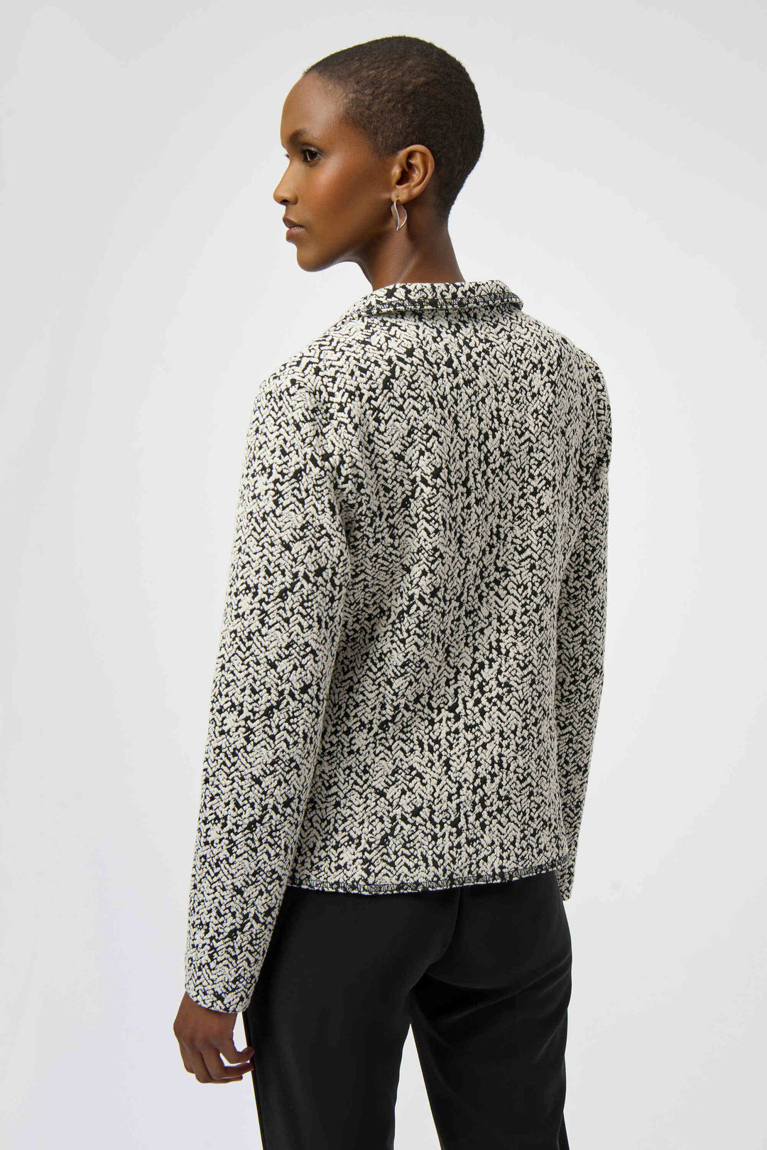 Abstract Jacquard Knit Fitted Blazer