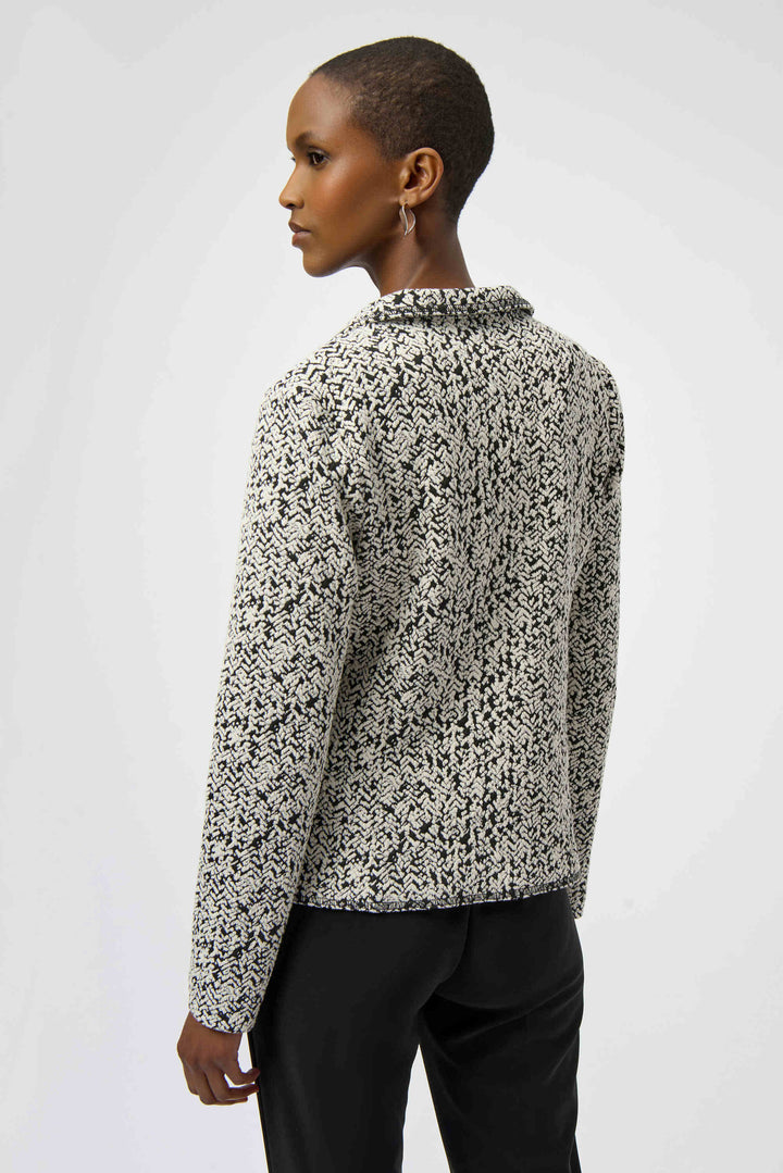 Abstract Jacquard Knit Fitted Blazer
