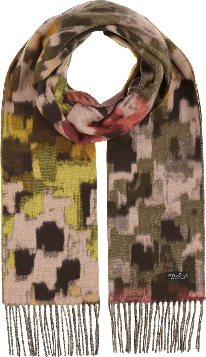 Abstract Houndstooth Cashmink Scarf Safari Green