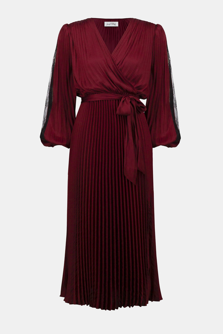 Pleated Satin Fit & Flare Dress