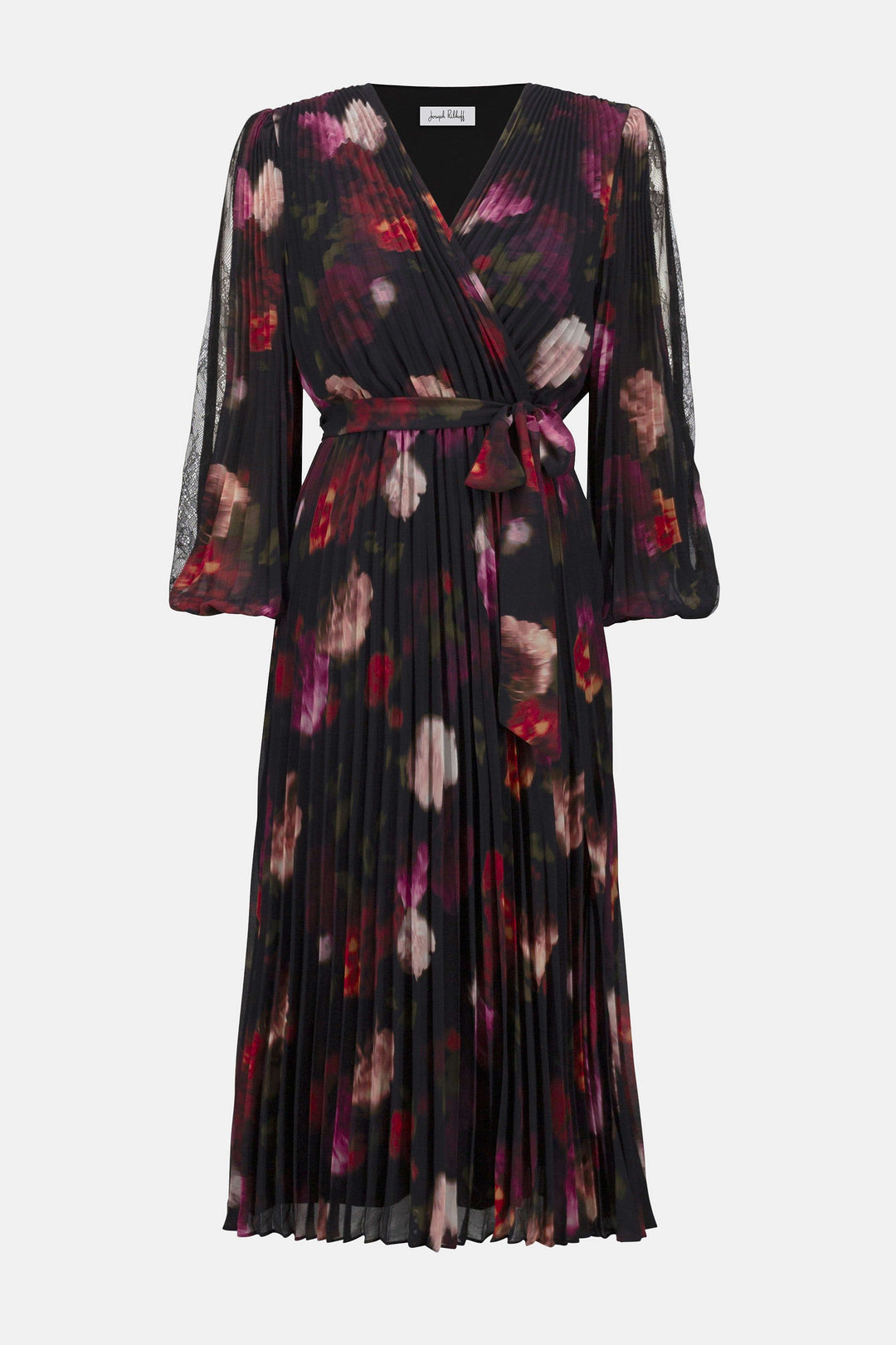Pleated Chiffon Floral Fit & Flare Dress