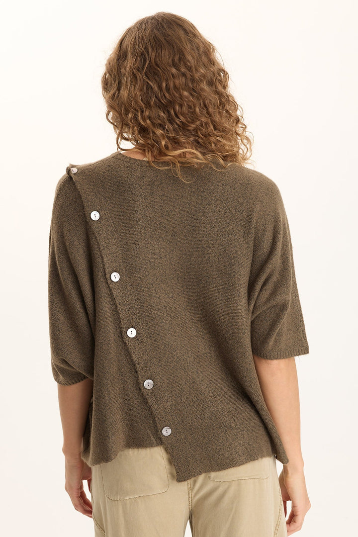 Osiris Asymmetrical Button Detail Knit Poncho