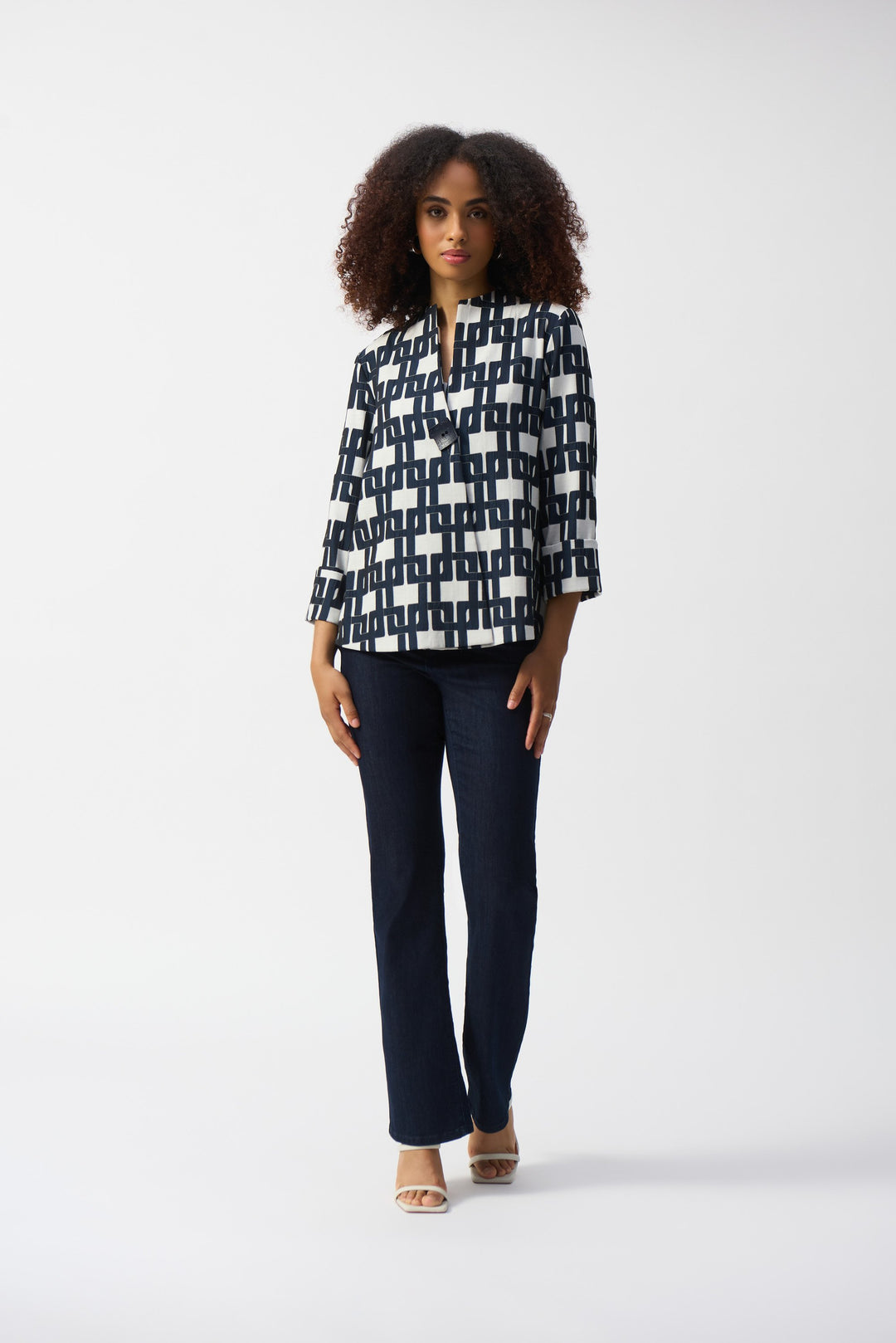 Geometric Jacquard Trapeze Jacket