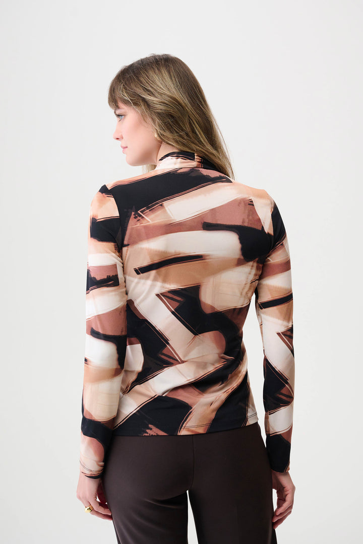 Silky Knit Abstract Print Fitted Wrap Top