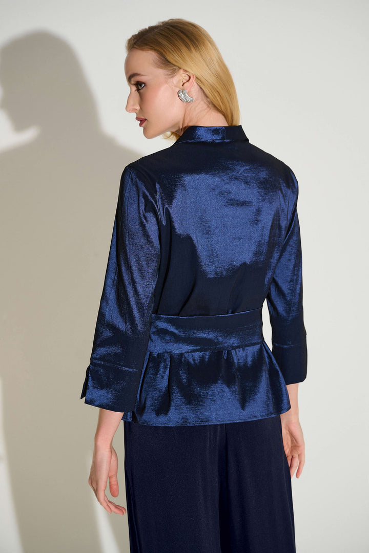 Stretch Taffeta Fitted Blouse Midnight Blue