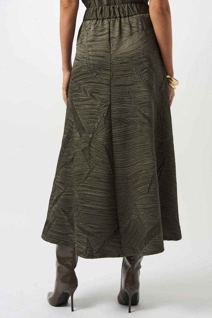 Pleated Satin Long Flared Skirt