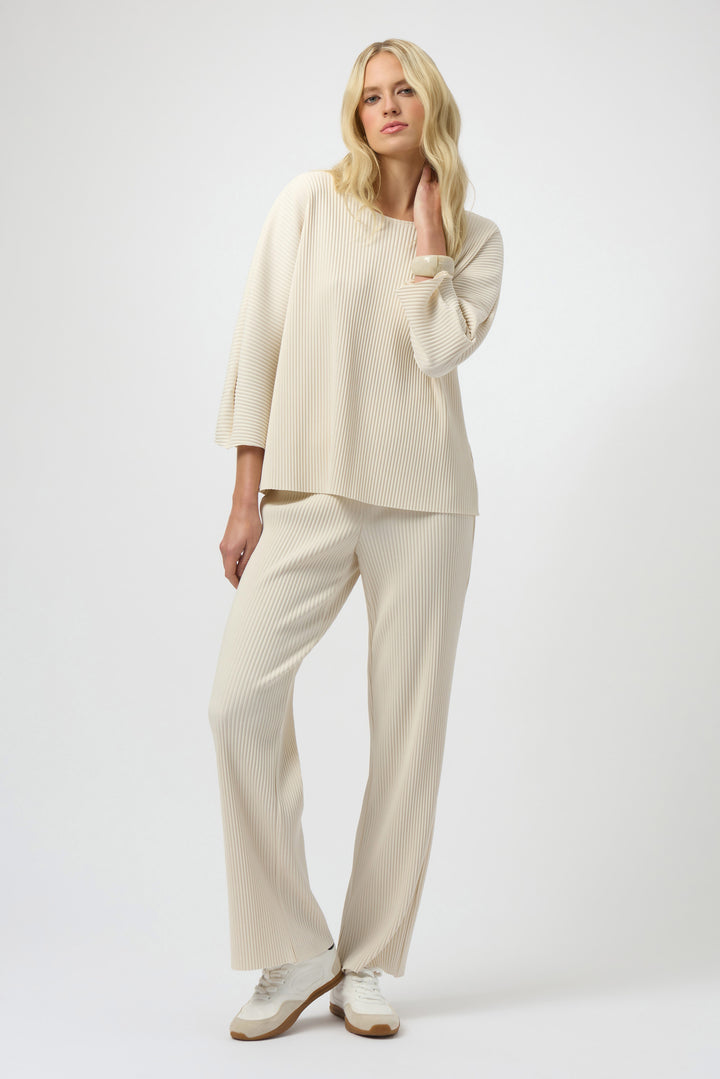 Pleated Scuba Crepe Wide-Leg Pants Birch