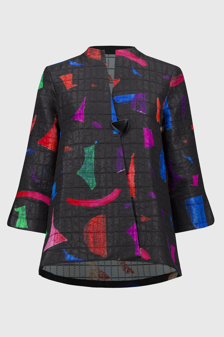 Abstract Print Jacquard Trapeze Jacket