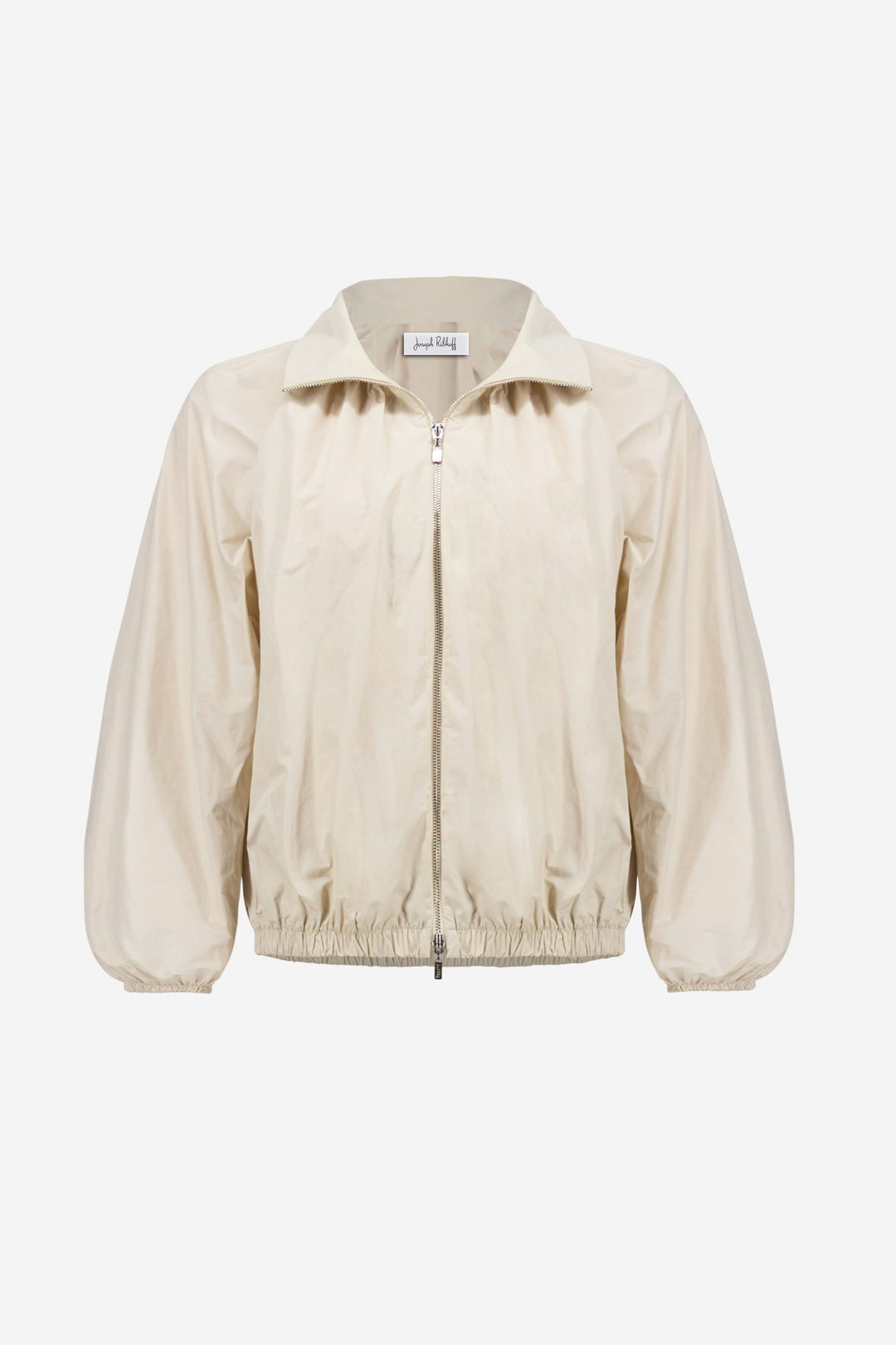 Memory Cocoon Jacket With Funnel Collar and Puff Sleeves