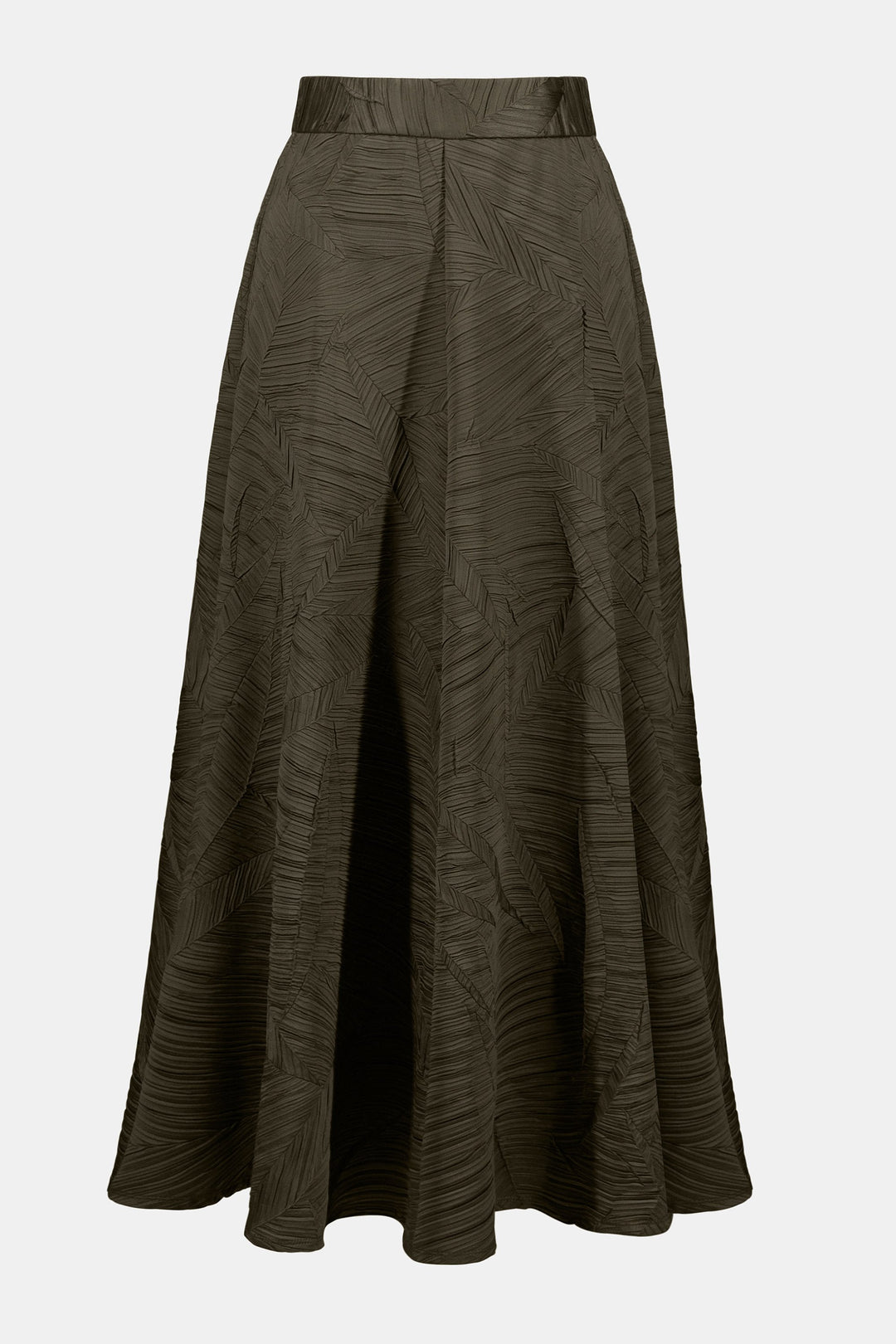 Pleated Satin Long Flared Skirt