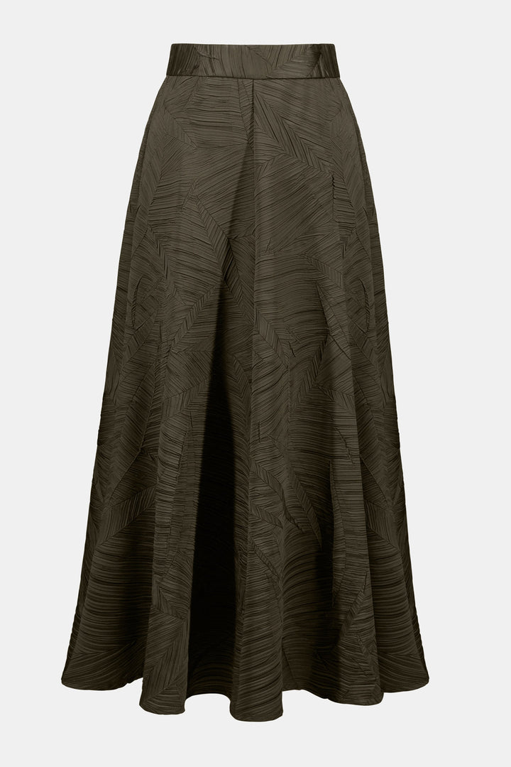 Pleated Satin Long Flared Skirt