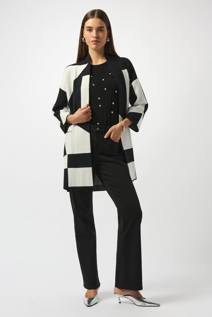 Jacquard Sweater Knit Colour-Block Cover-Up