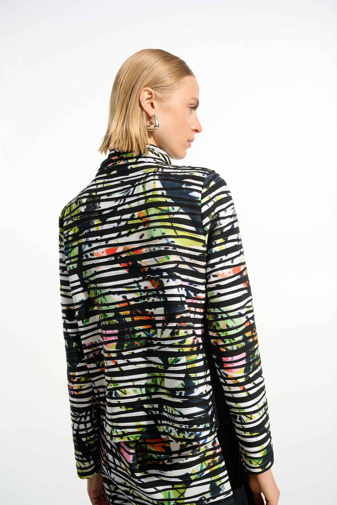 Cascade Knit Tropical Print Jacket With Contrast Panel