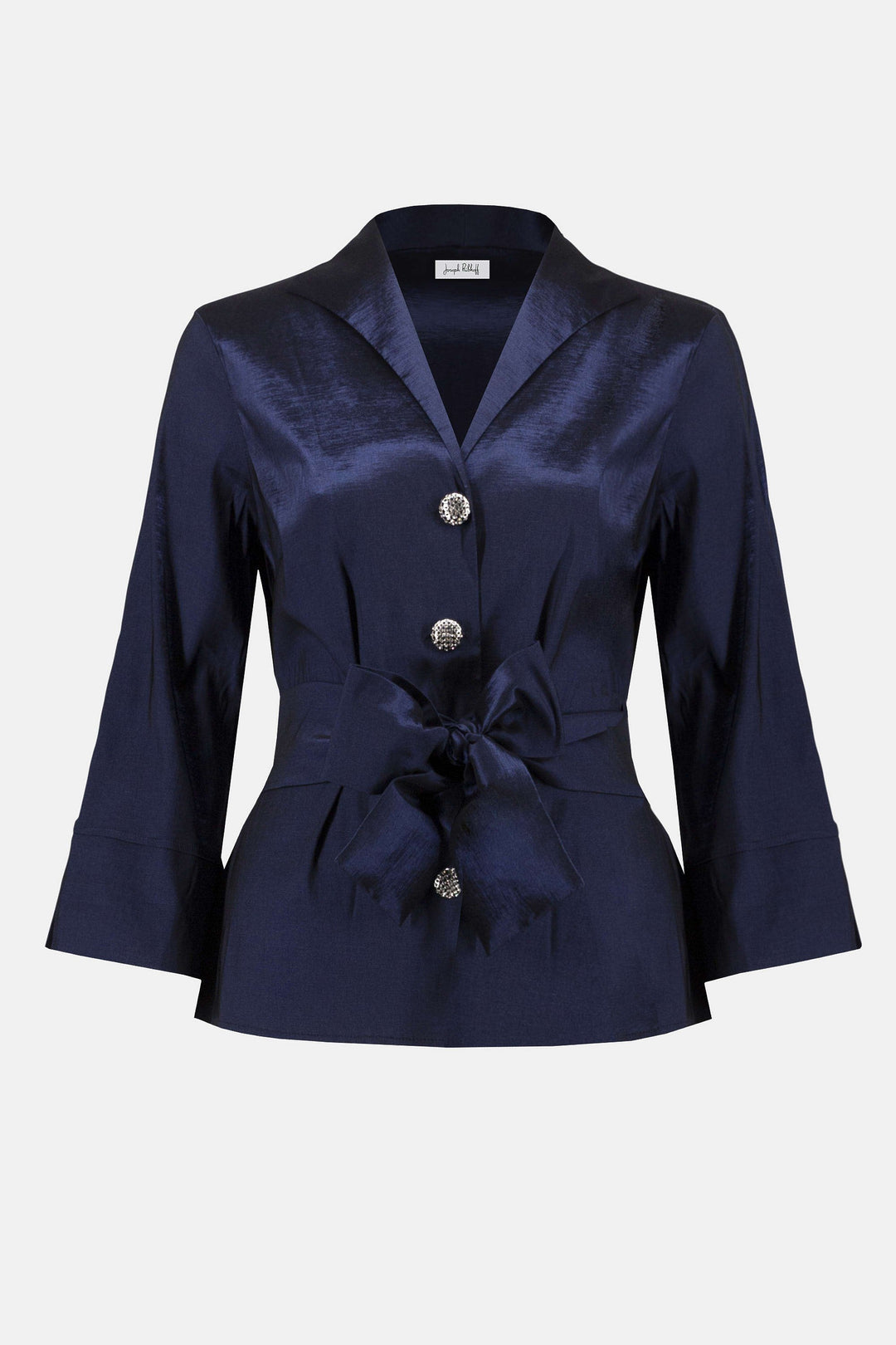 Stretch Taffeta Fitted Blouse Midnight Blue