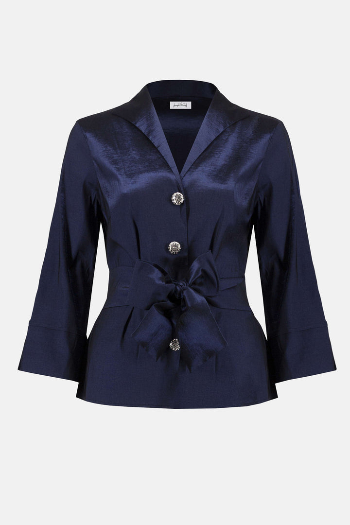 Stretch Taffeta Fitted Blouse Midnight Blue