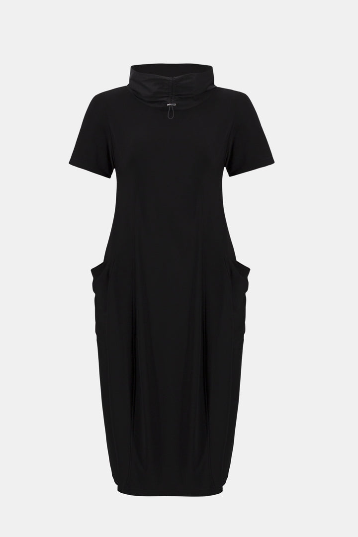 Silky Knit Cocoon Dress With Memory Funnel Collar