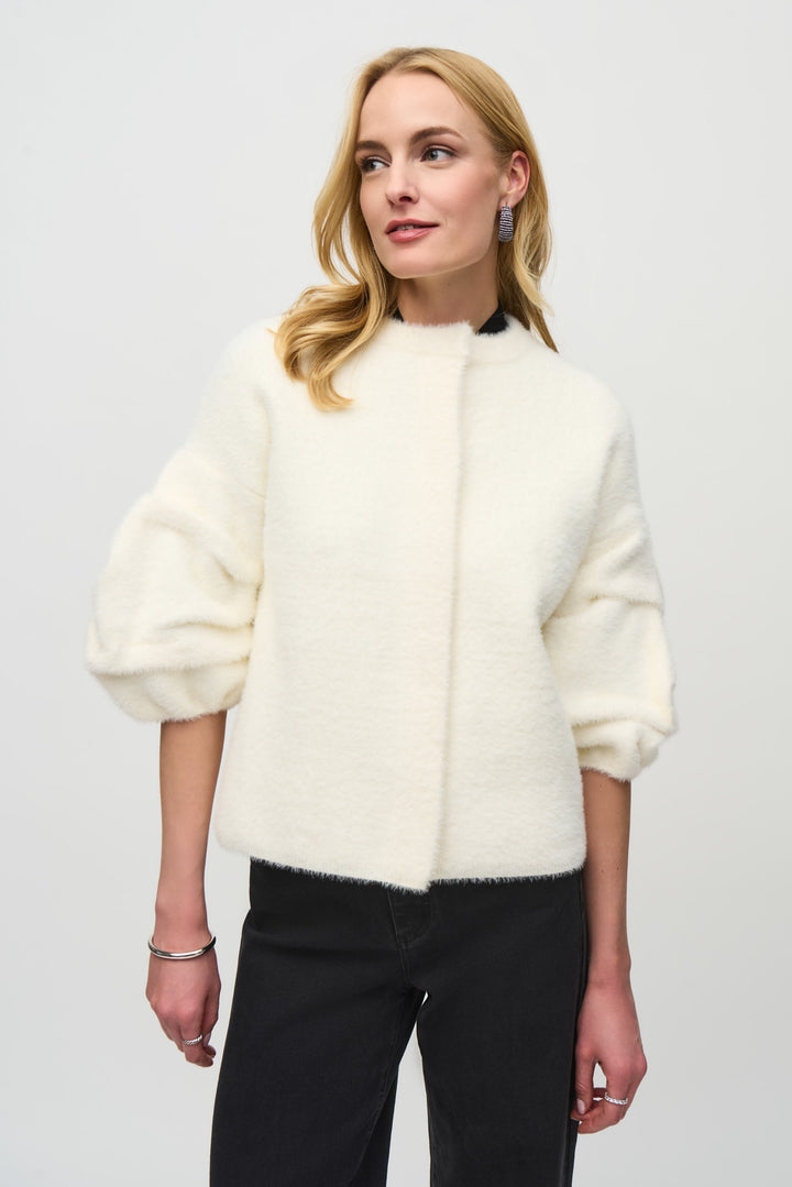 Sweater Knit Puff Sleeve Jacket