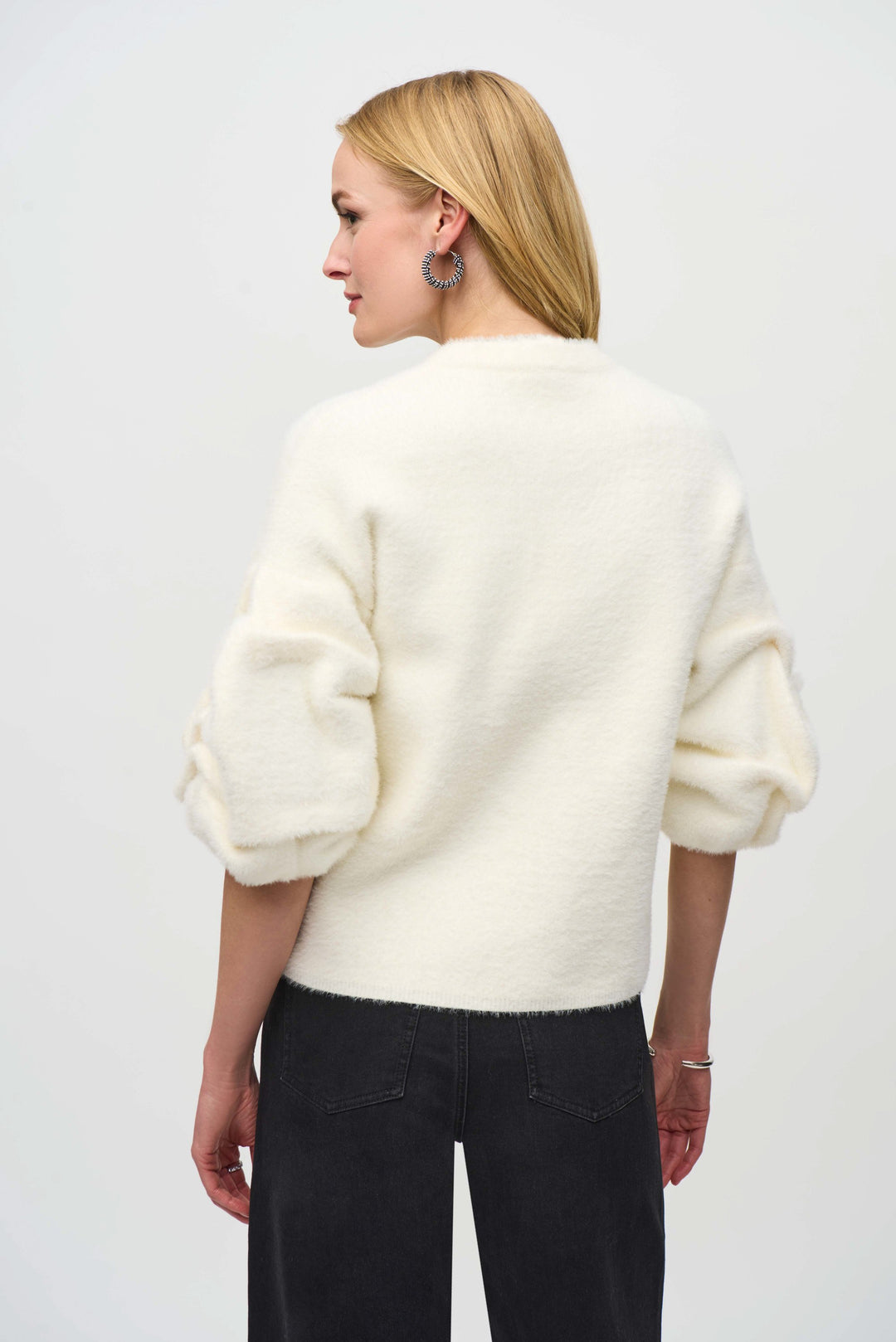 Sweater Knit Puff Sleeve Jacket