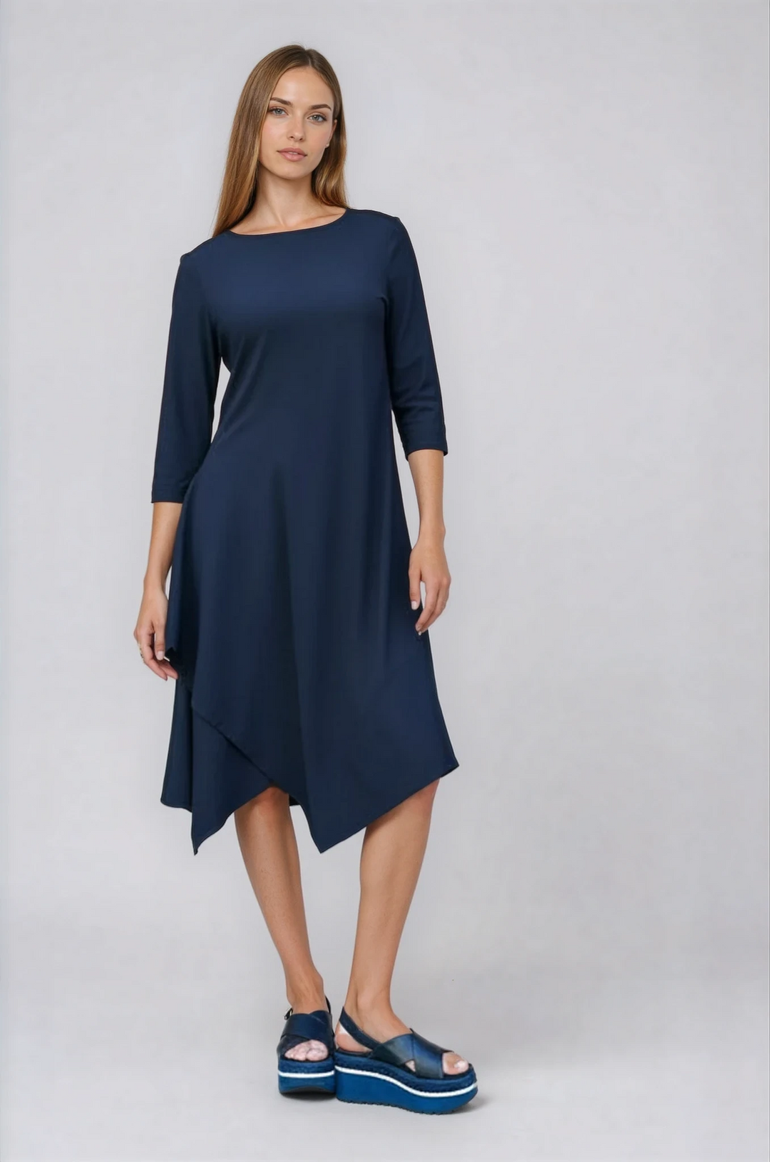 3 4 sleeve jersey dress Msrp Inc International Concepts 3/4-Sleeve Ruched Dress Black Size Small