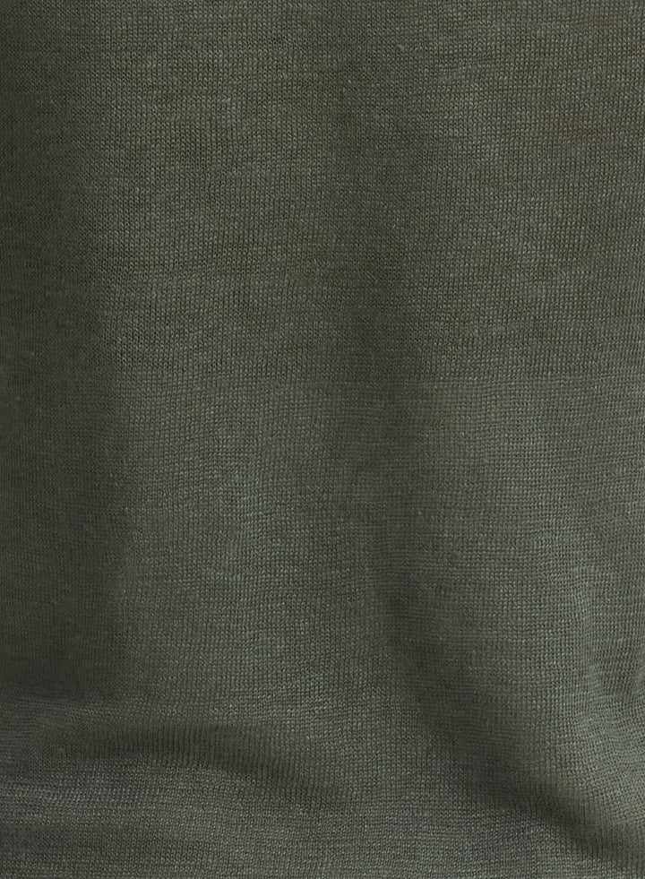Stretch Linen Knit Three Quarter Sleeve Boatneck