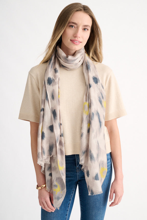 PAINTED LEOPARD PRINT SCARF